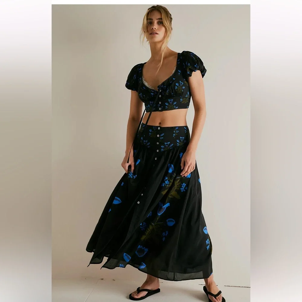 FREE PEOPLE Two-Piece EASY TO LOVE Floral Skirt Set Size XS